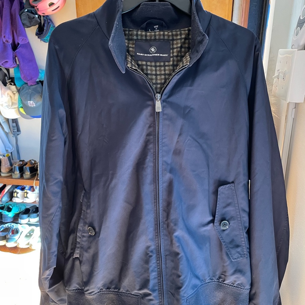 Blue Harrington jacket, size large.